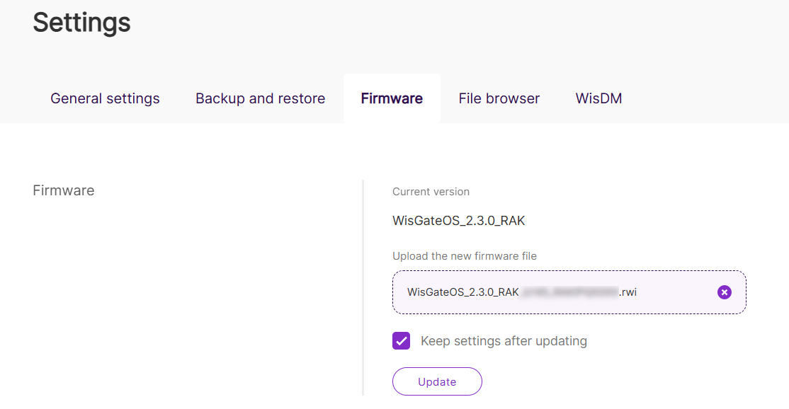 Upload the firmware file