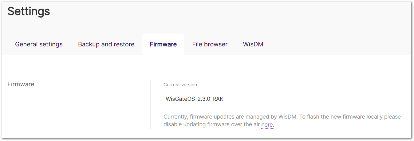 Firmware tab inactive