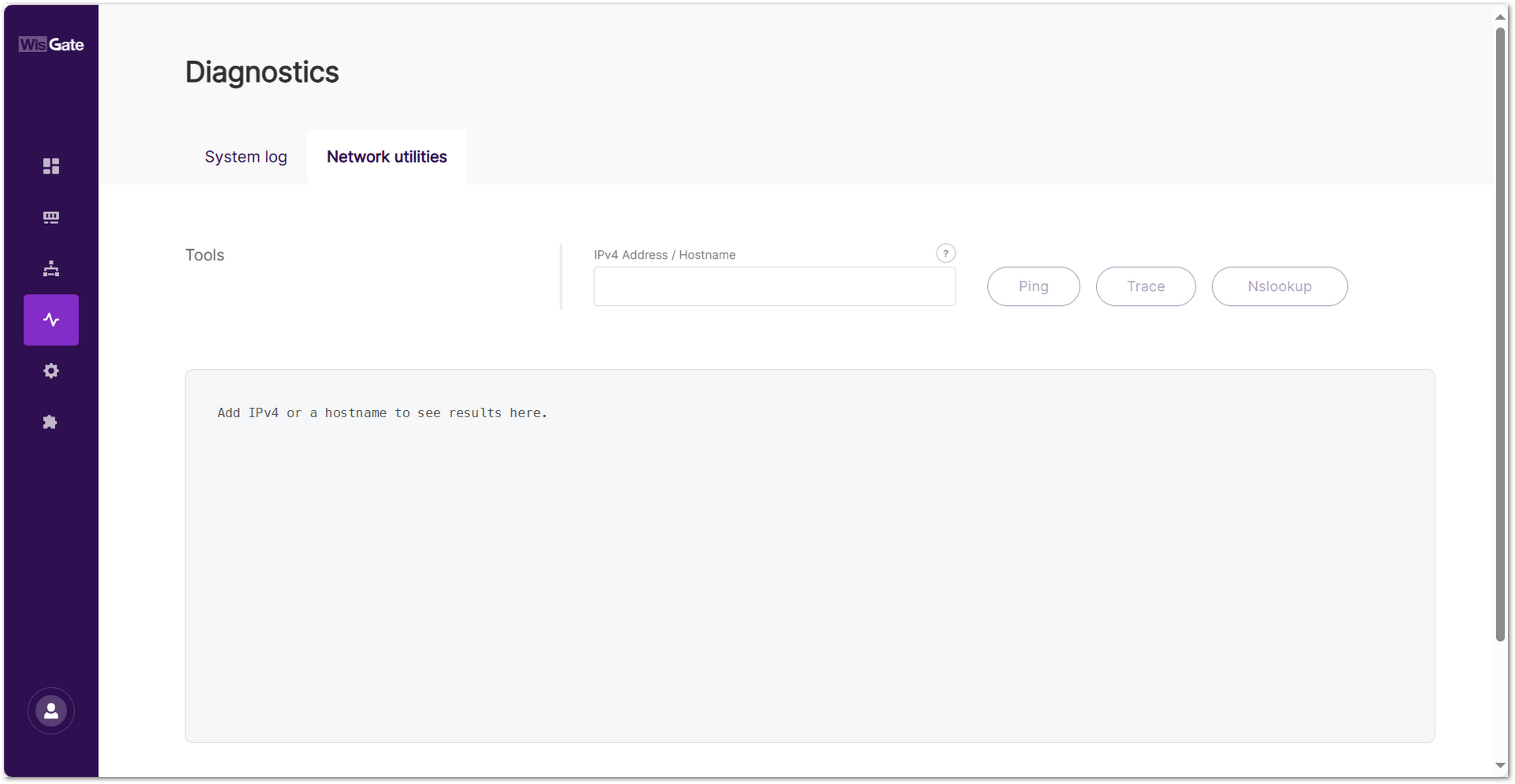 Network utilities tab