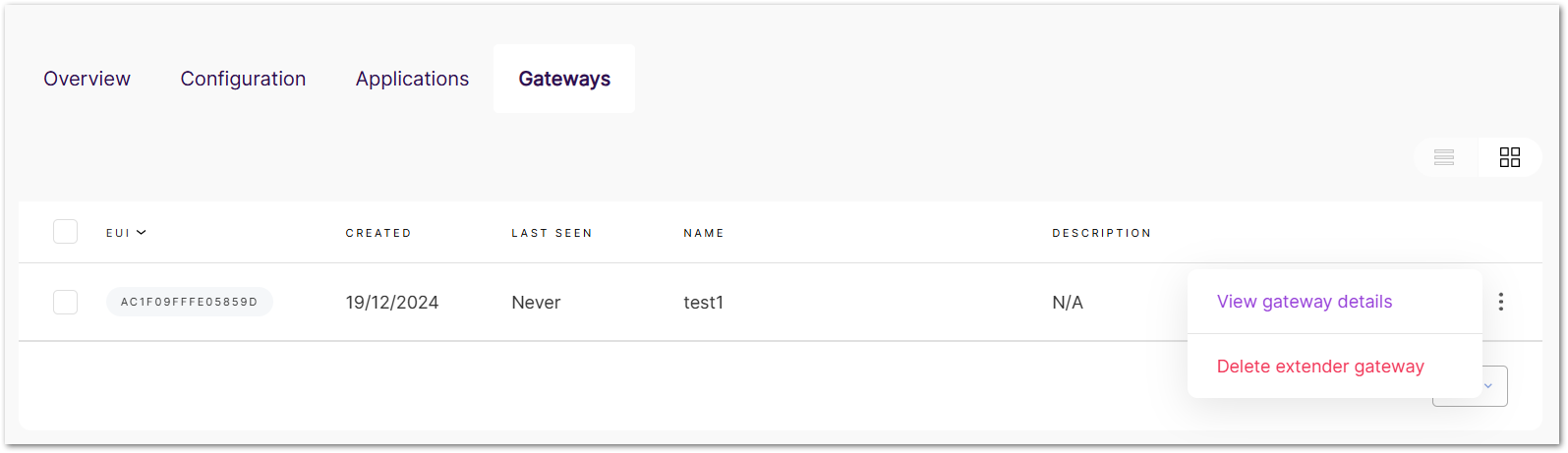 View or delete the gateway
