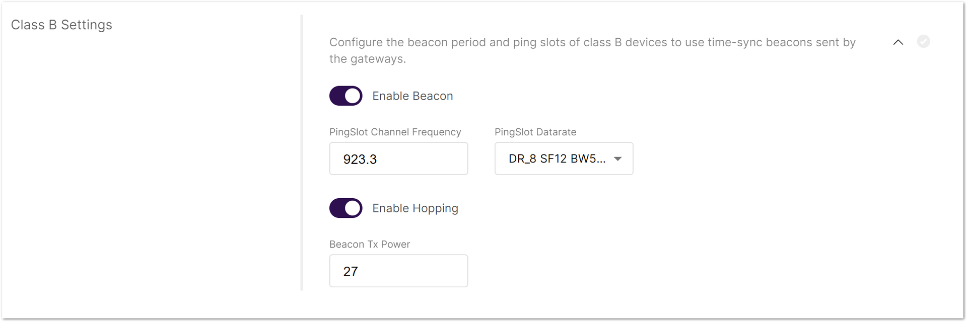 Class B Settings