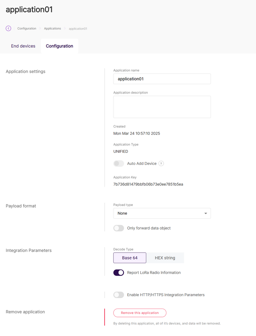 Application configuration