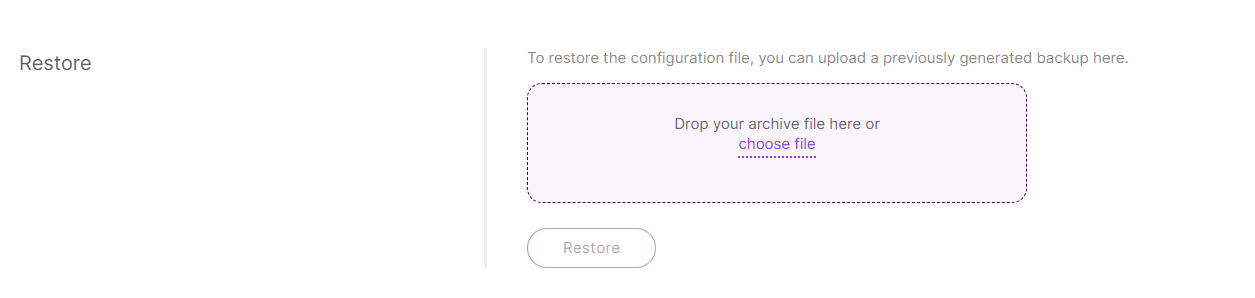 Restore configuration