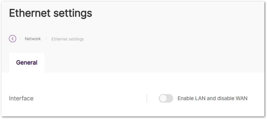 Ethernet settings