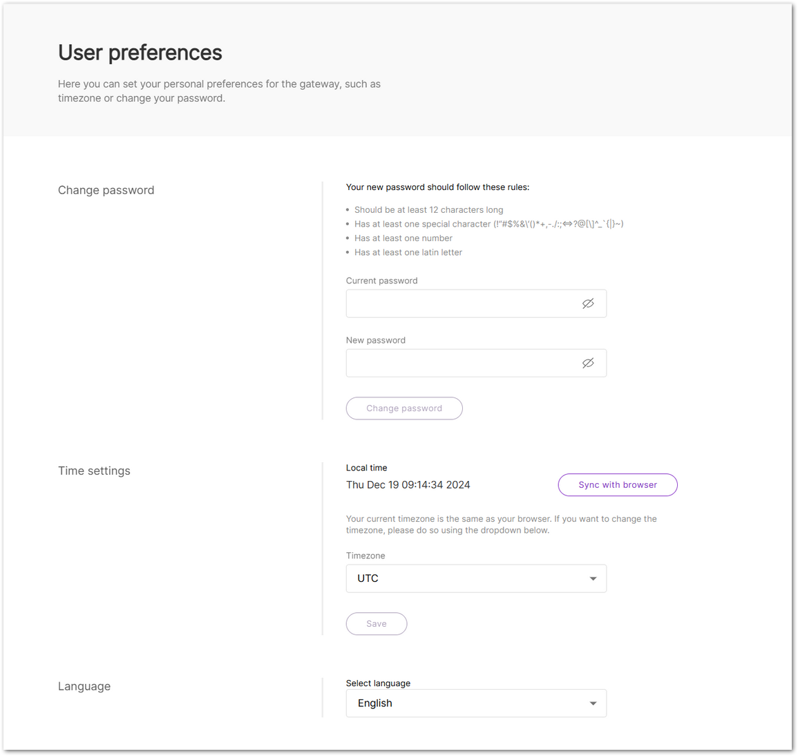 User preferences