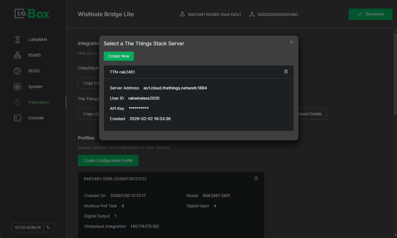 Select The Things Stack server