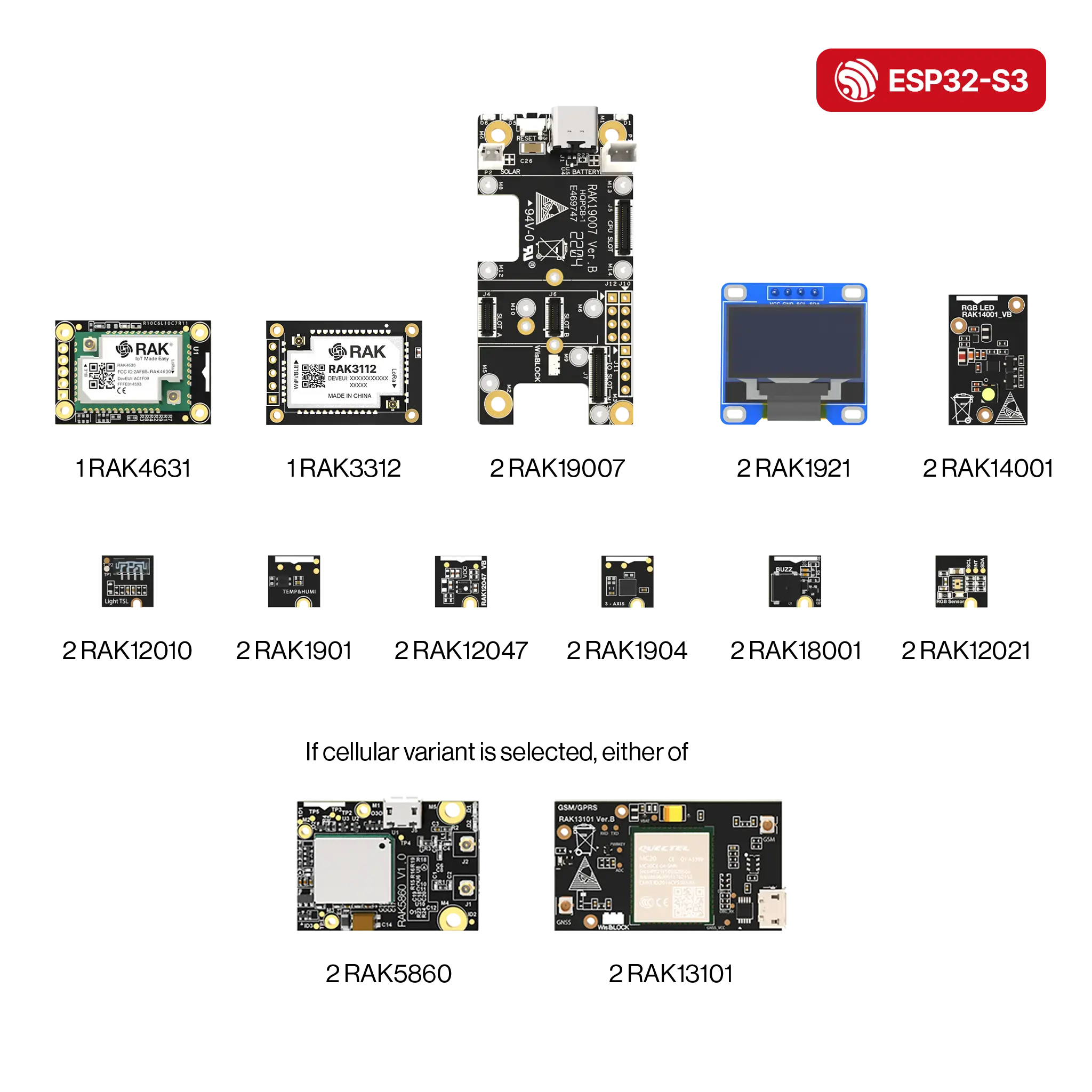Modules of the WisBlock IoT Starter Kit