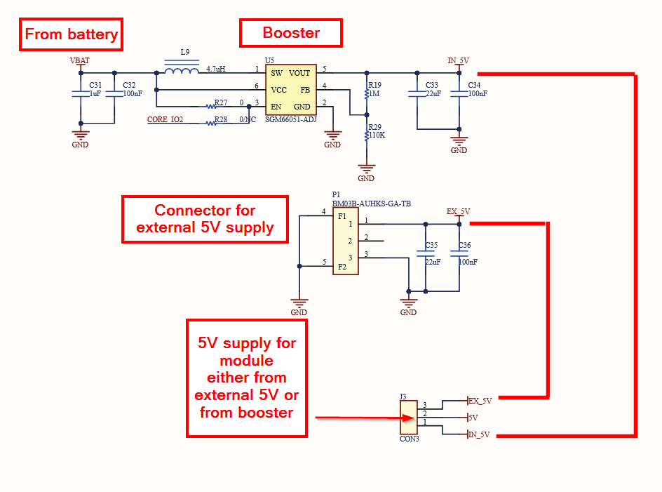 RAK13302 5 V supply selection