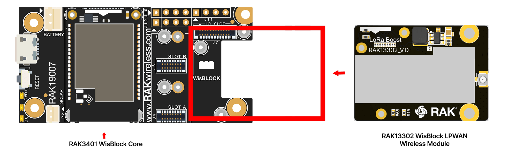 RAK13302 connection to WisBlock Base