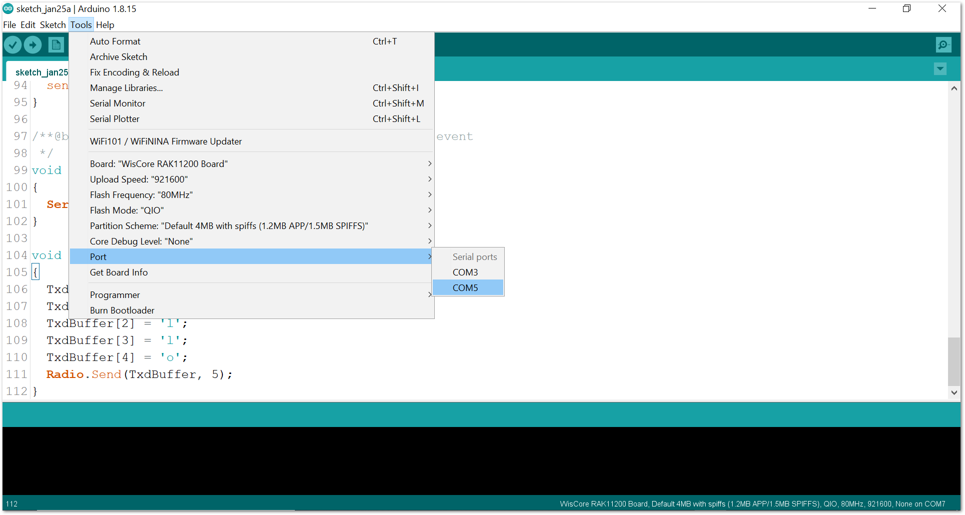 Select the correct Serial Port