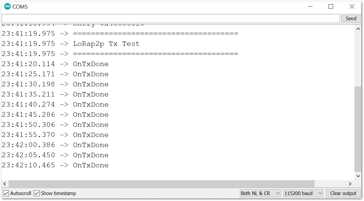 Transmission logs in Serial Monitor