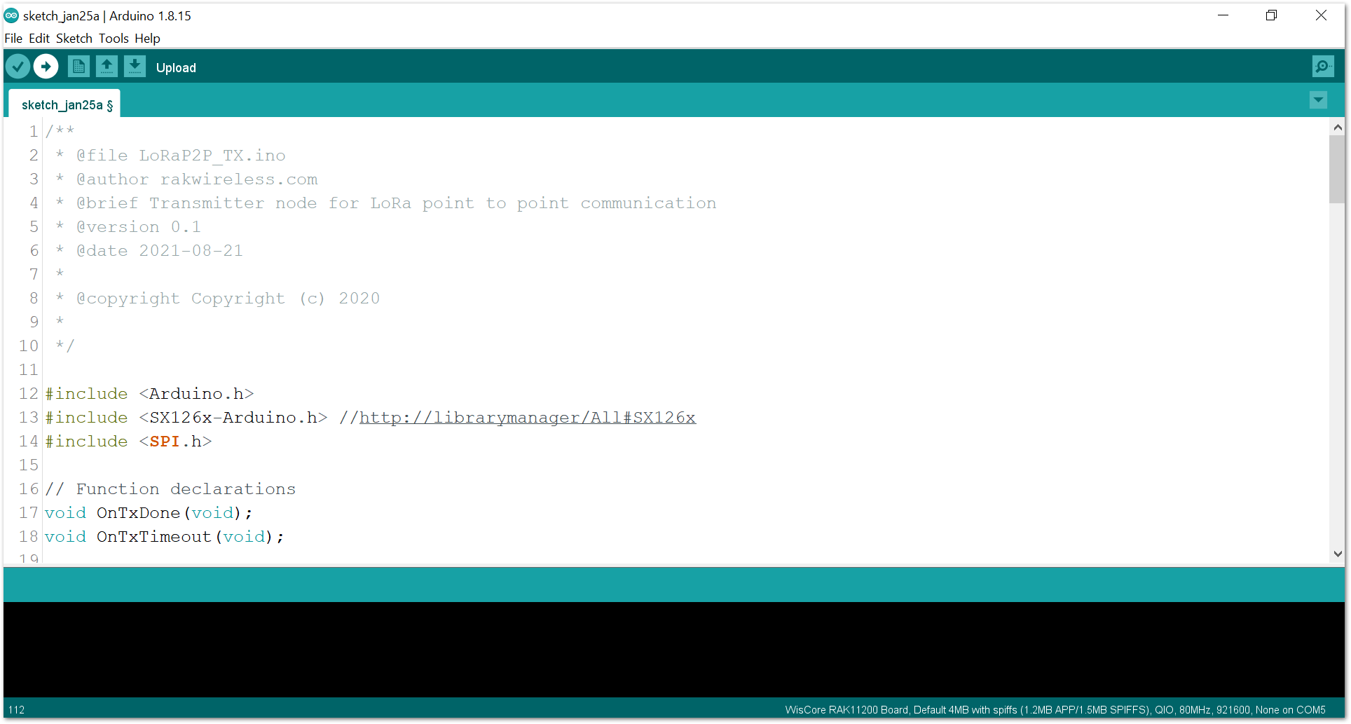 Upload the RAK13302 example code