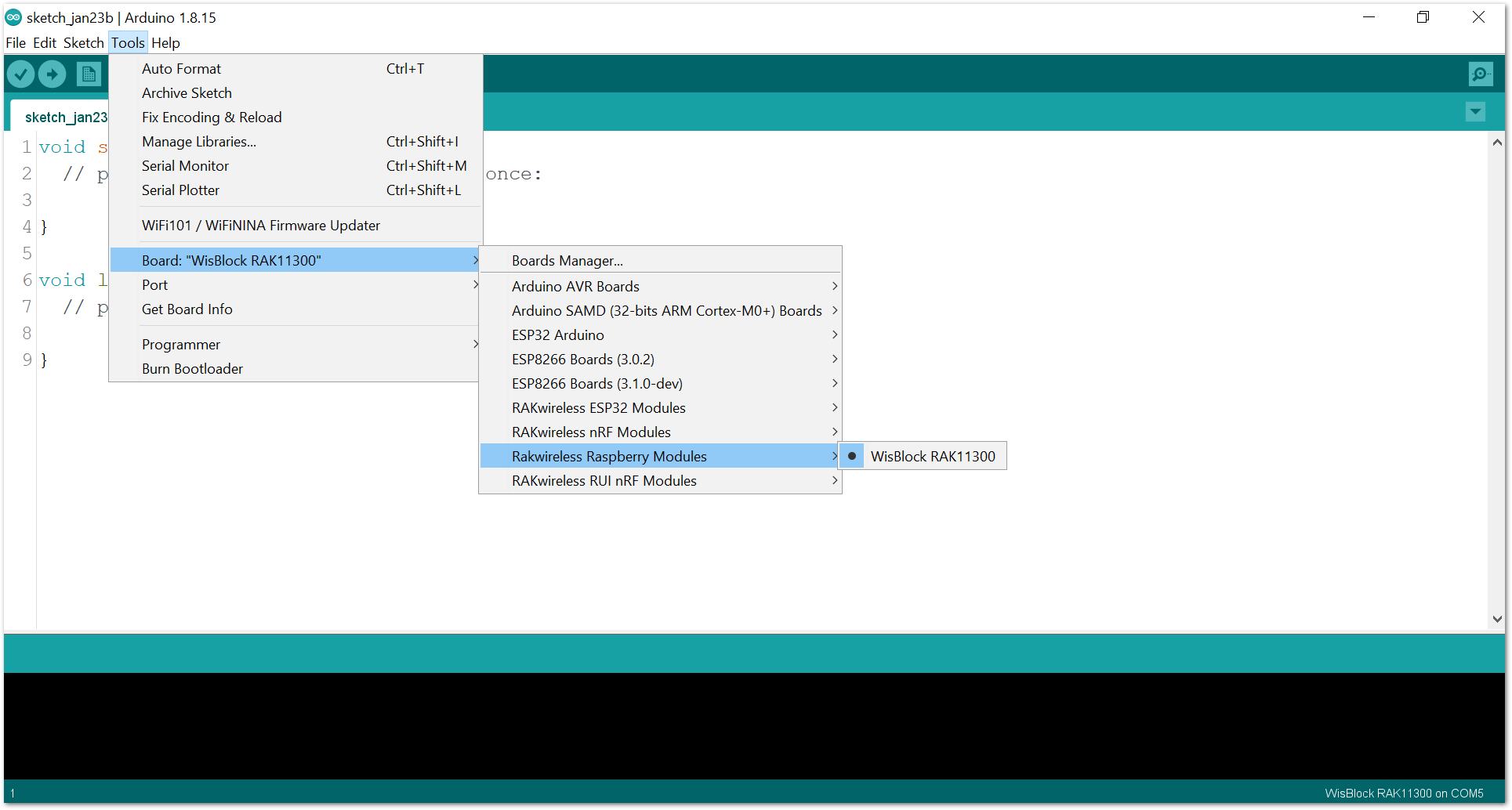 Select RAK11300 as WisBlock Core