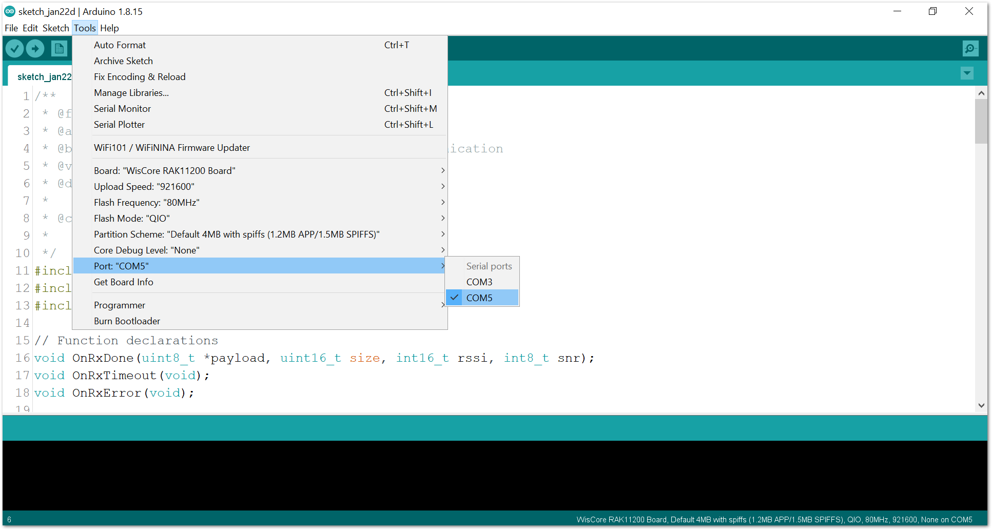 Select the correct Serial Port