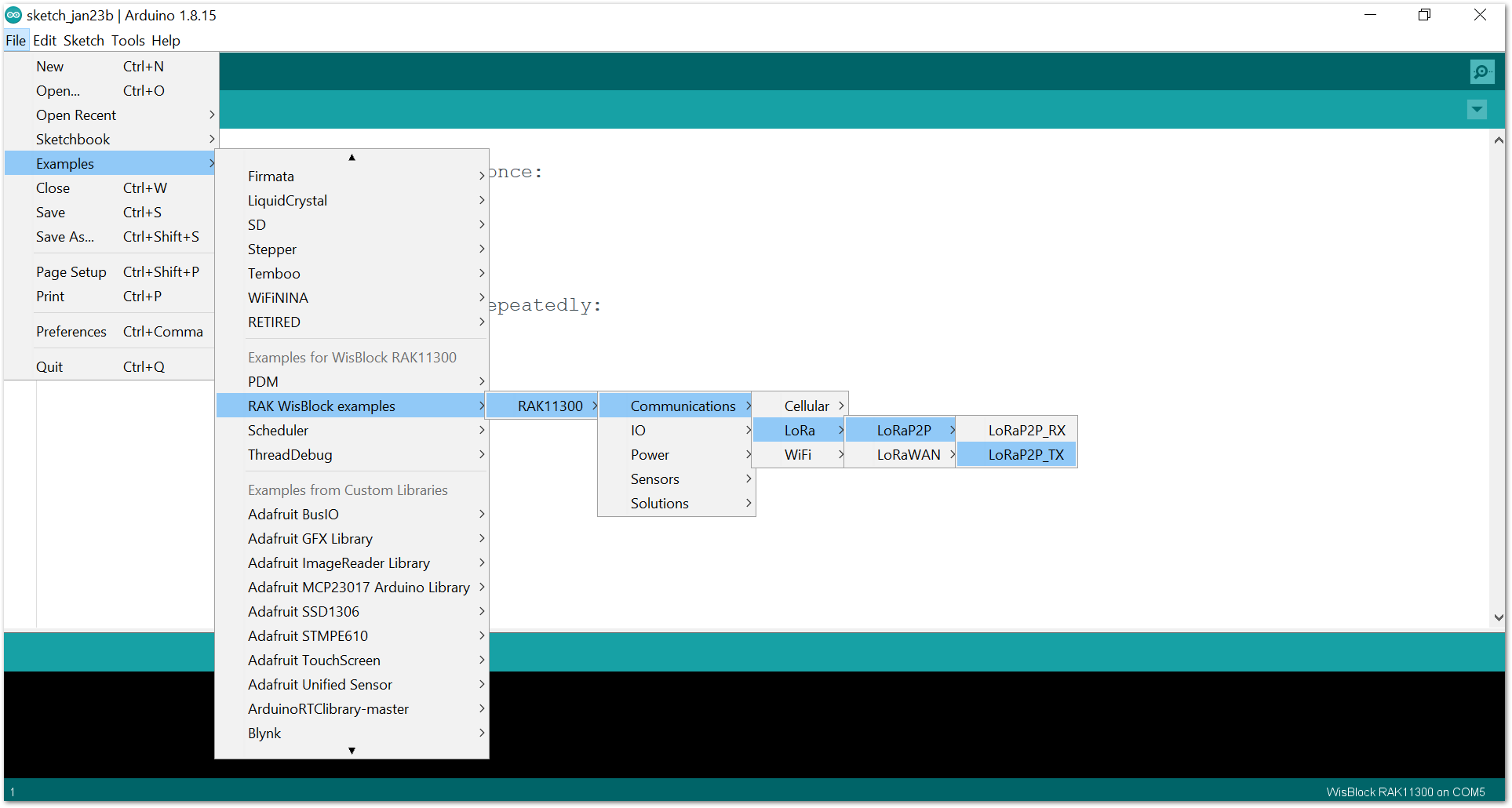 Open the example code