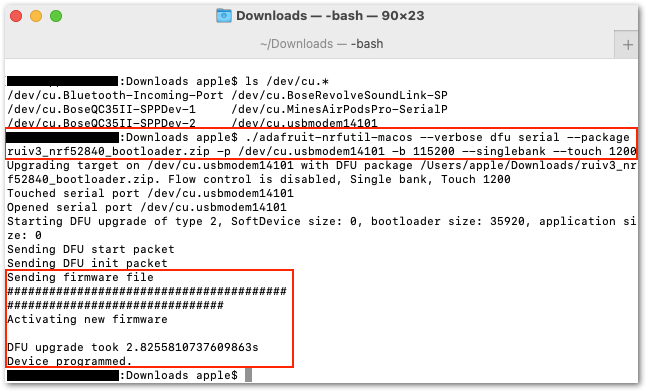 Successful bootloader update