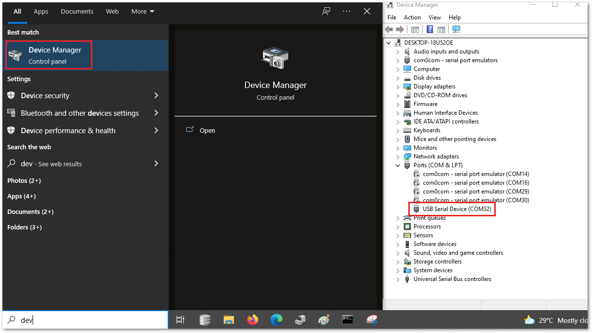 Checking COM Port via Device Manager
