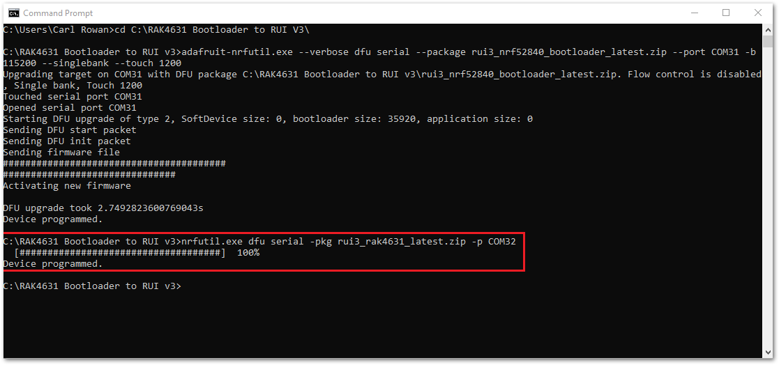 Firmware update via USB