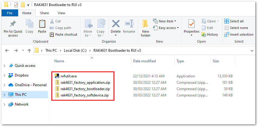 RAK4631-R Conversion FW files and NRFUTIL