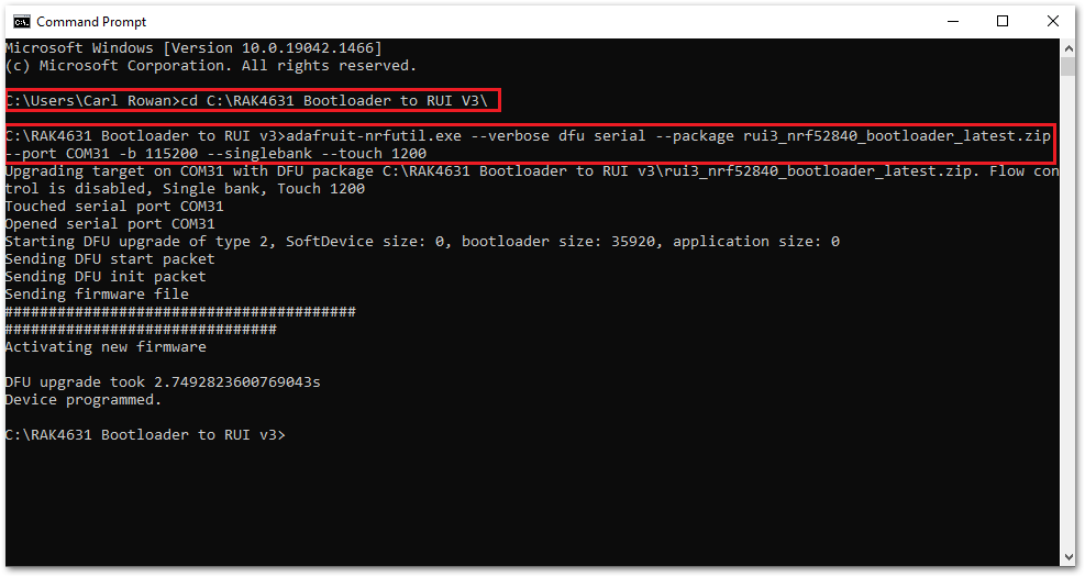 RUI3 Bootloader Upgrade