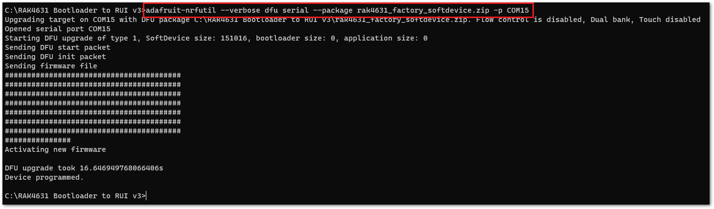 Updating softdevice