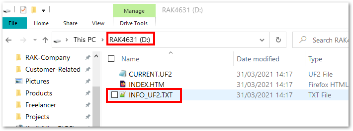 RAK4631 drive content