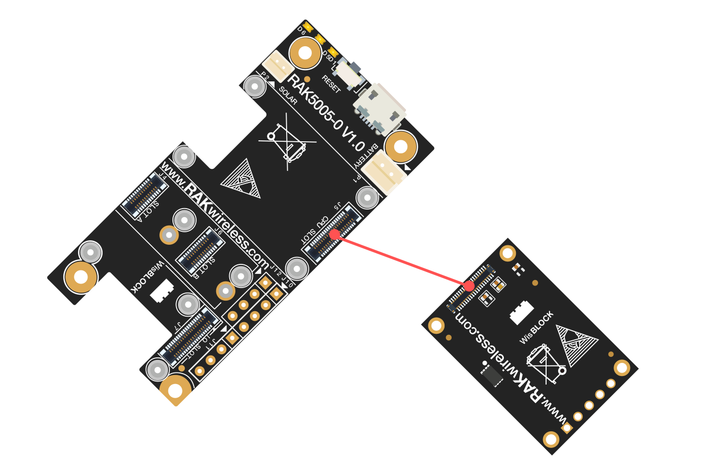 RAK4631 Connection to WisBlock Base RAK5005-O