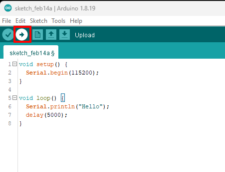 Upload the example code