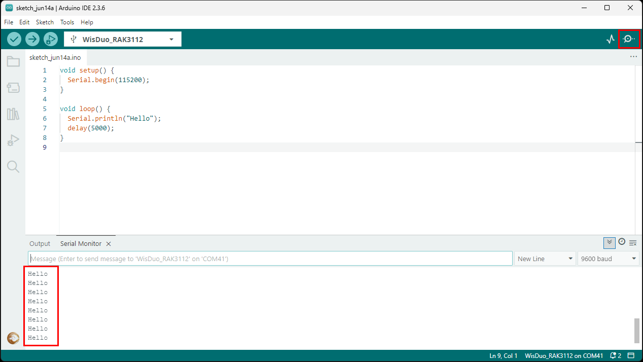 Application log output