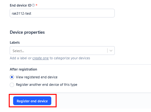 Click Register end device