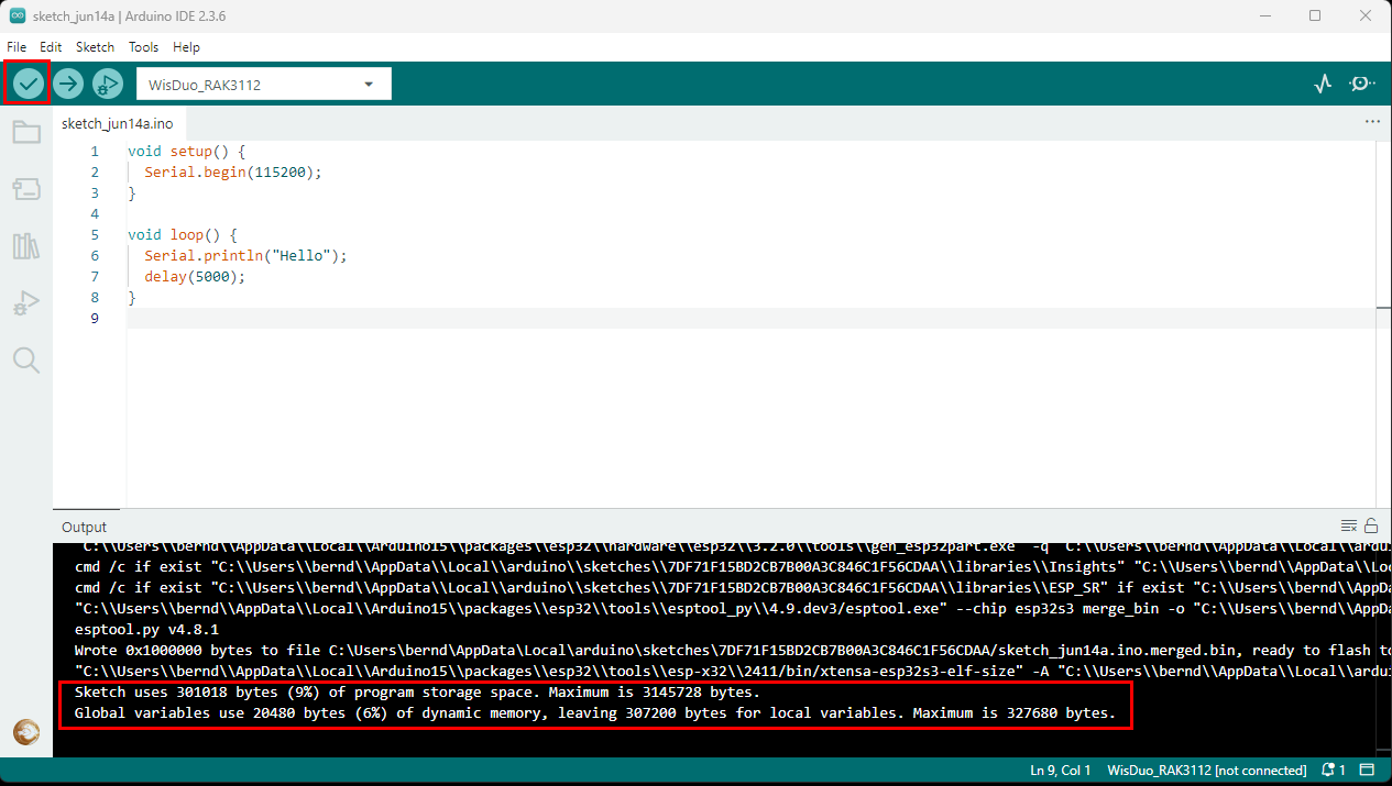Verify the example code