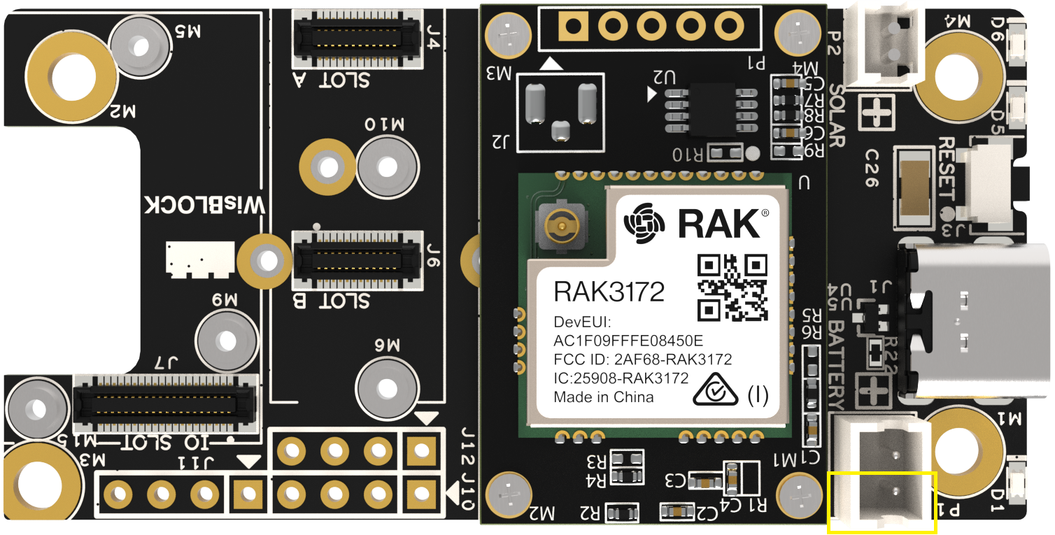 RAK3172 EVB battery connector