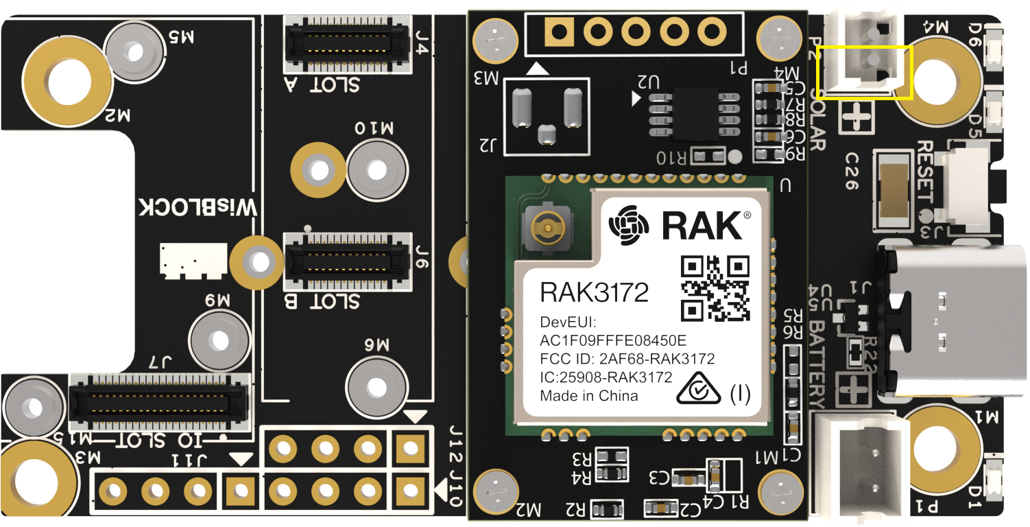 RAK3172 EVB solar connector