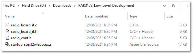 RAK3172 Low Level Development Files