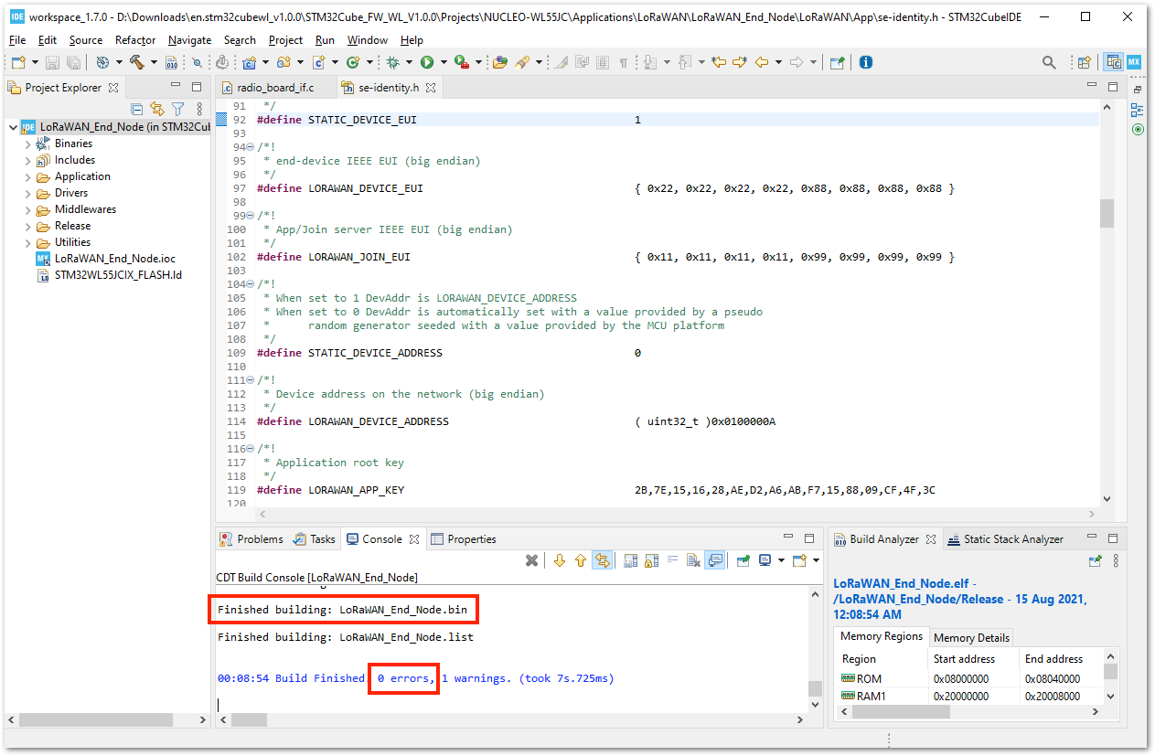 Successful Build with BIN File for RAK3172