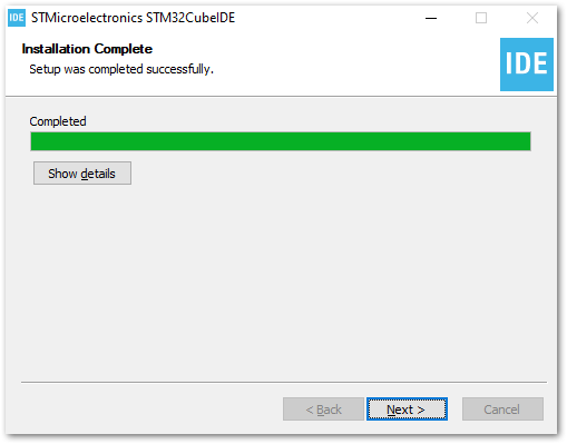 STM32CubeIDE Installation Successful