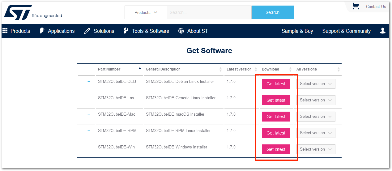 STM32CubeIDE Software Download