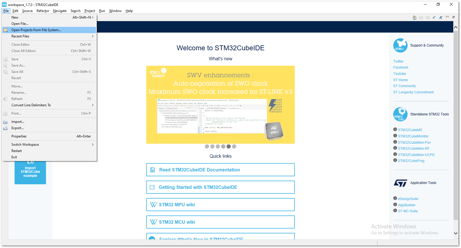 Open the Project in STM32CubeIDE