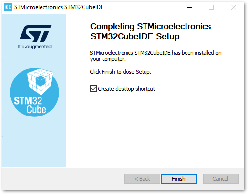 STM32CubeIDE Installation Finished