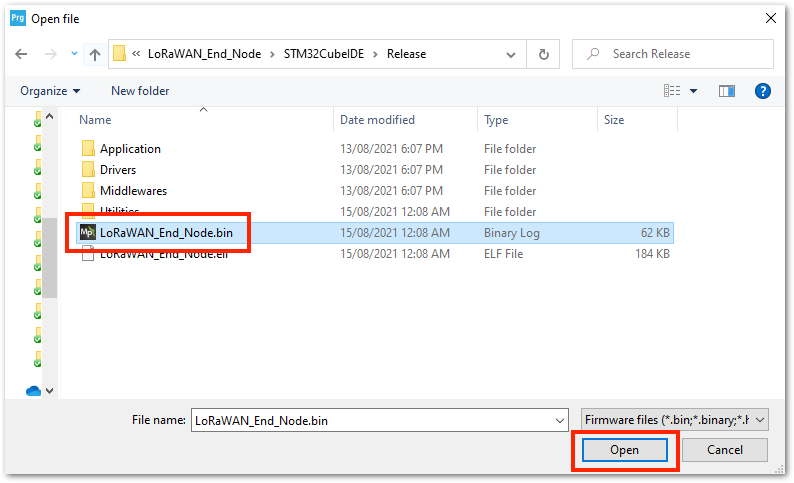 Locating the .bin Firmware File