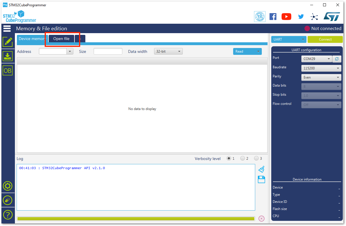STM32CubeProgrammer Application