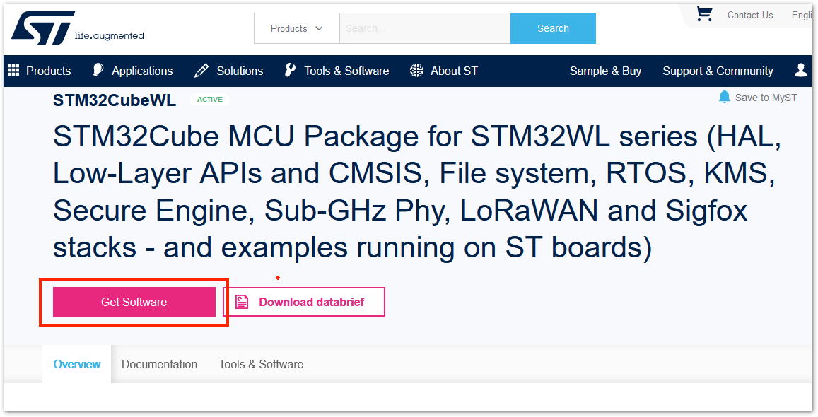 STM32WL SDK Download Page