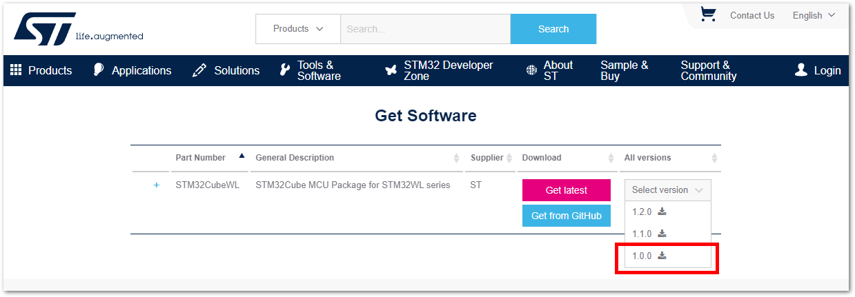 STM32WL V1.0.0 Download