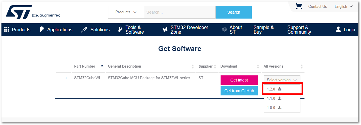 STM32WL V1.2.0 Download