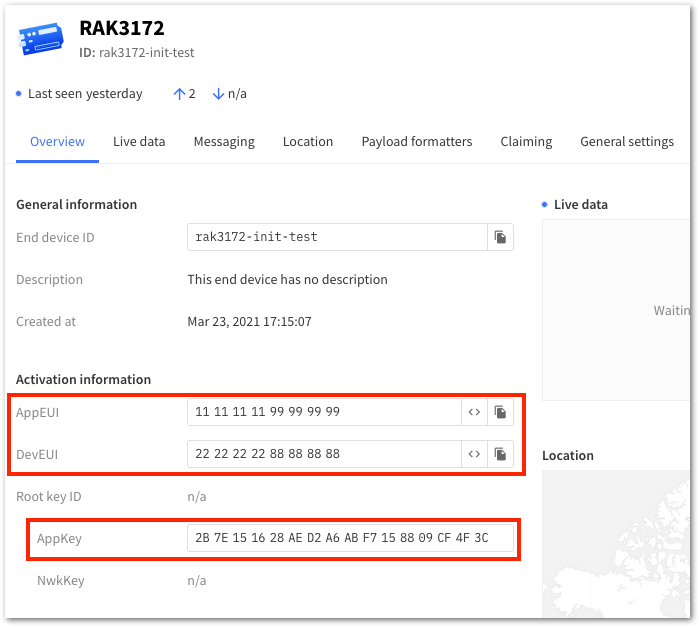 OTAA device registration in TTN V3