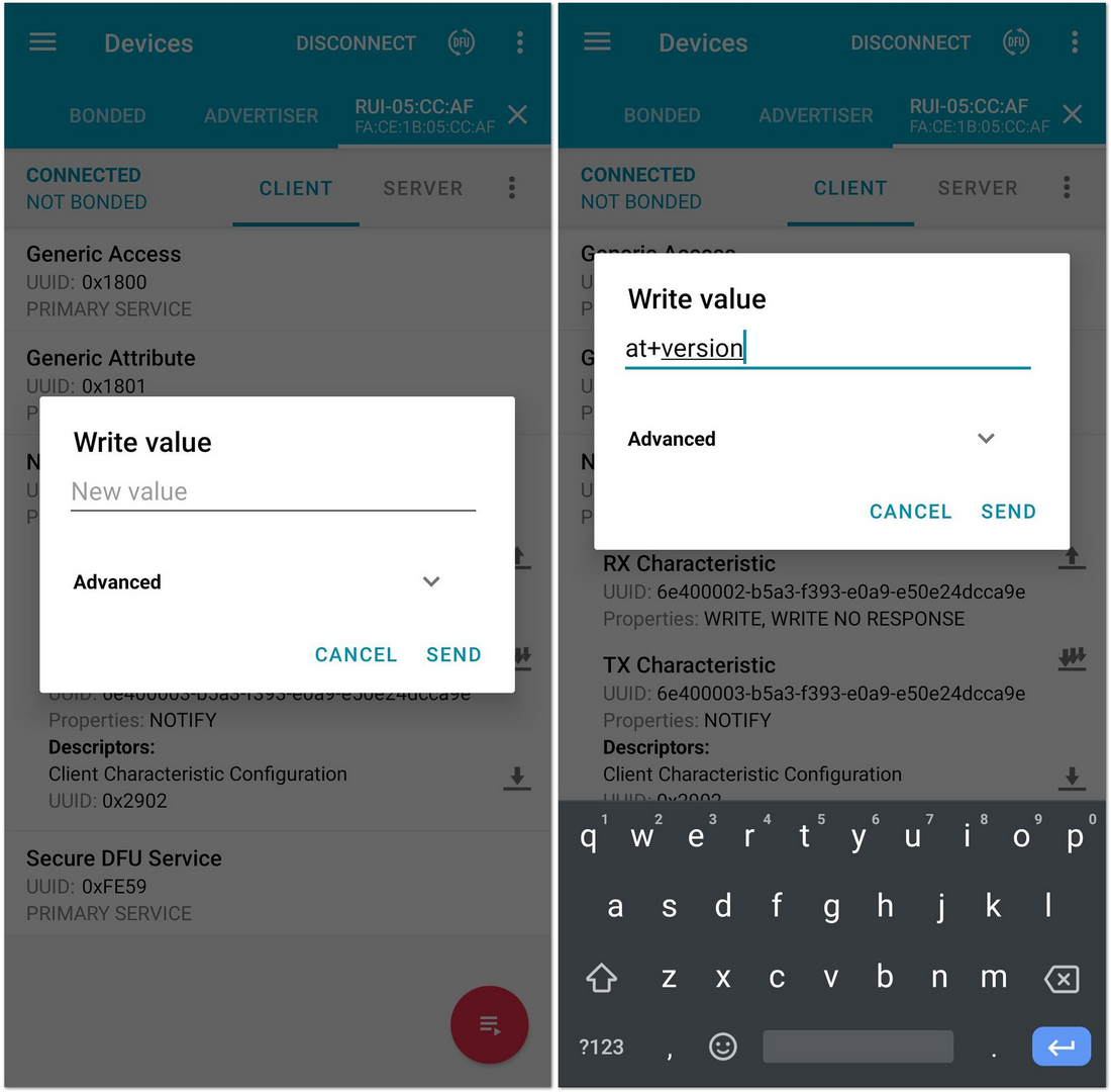 Sending AT Command via Nordic App