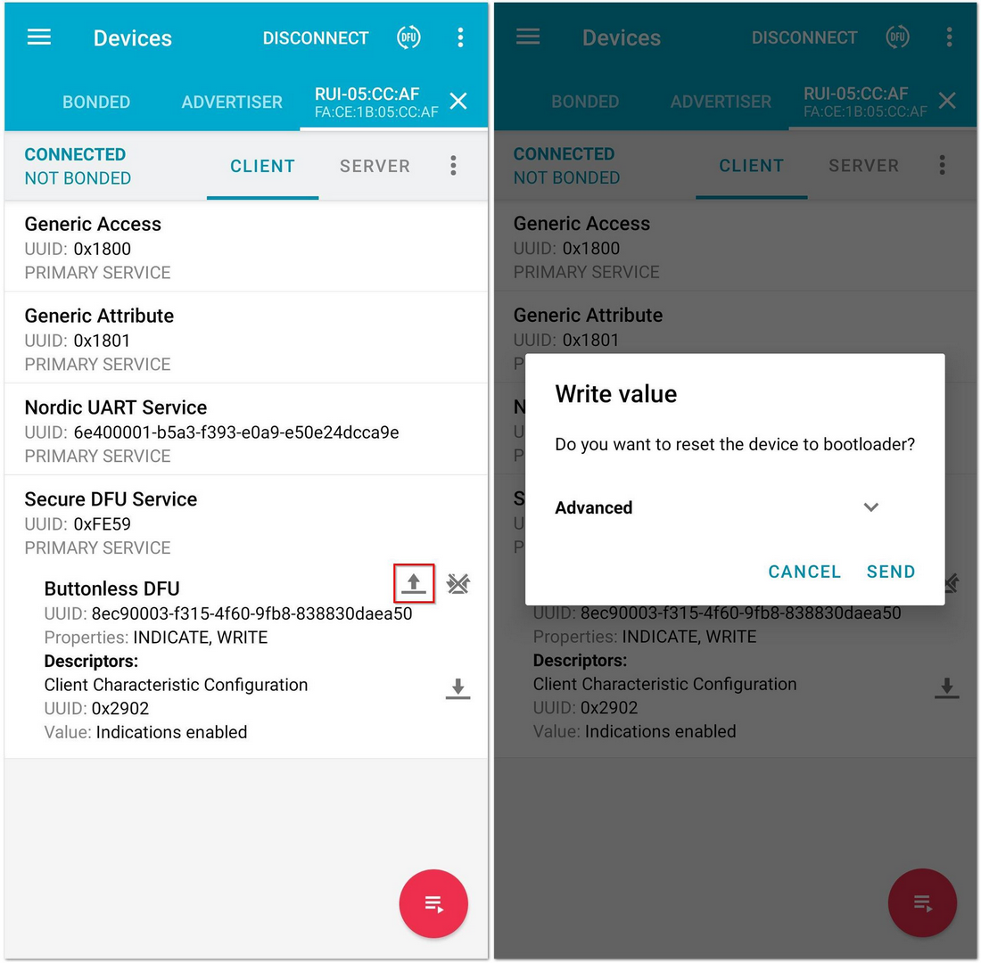 Resetting the Bootloader via Bluetooth
