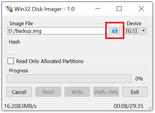 Select Image File Location