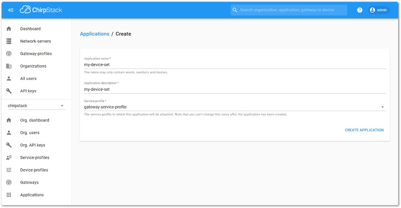 Add Application information