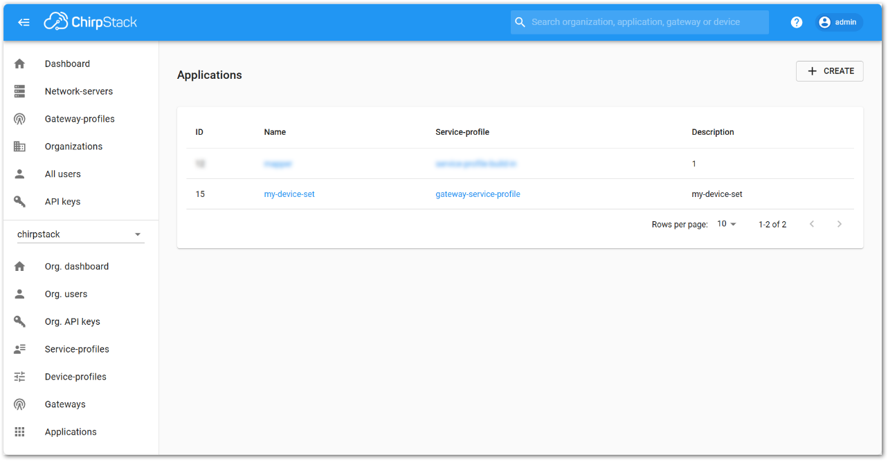 Fill in the application parameters